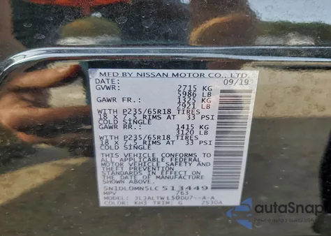 2020 Infiniti Qx60 Luxe z USA, uszkodzony, nr VIN 5N1DL0MN5LC513449